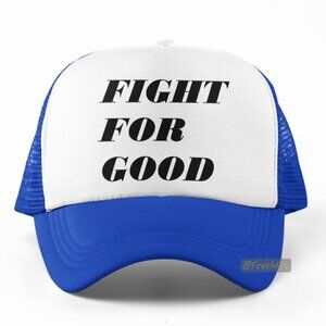 🆕Fight For Good Foam Trucker Hat Mesh Snapback Cap Blue/White